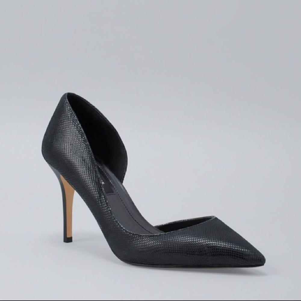 Ella Lizard-Embossed D’Orsay Pumps
